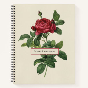 Cuaderno Grabado de Rosa de época personalizado