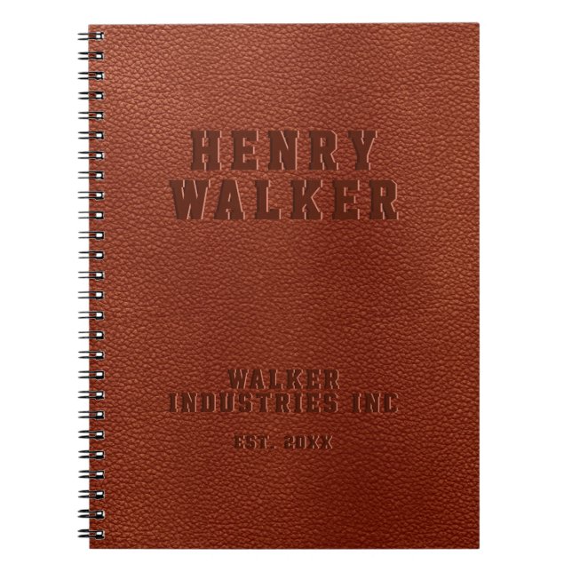 Cuaderno Grabado en relieve de negocios Cuero Vegan Marrón  (Frente)