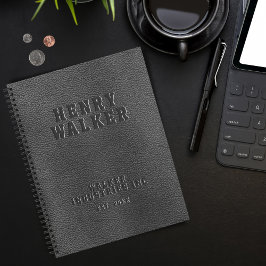Cuaderno Grabado en relieve de negocios Cuero Vegan Negro P