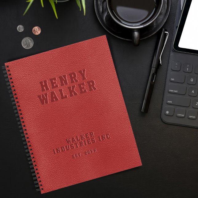 Cuaderno Grabado en relieve de negocios Cuero Vegan rojo pe (Subido por el creador)
