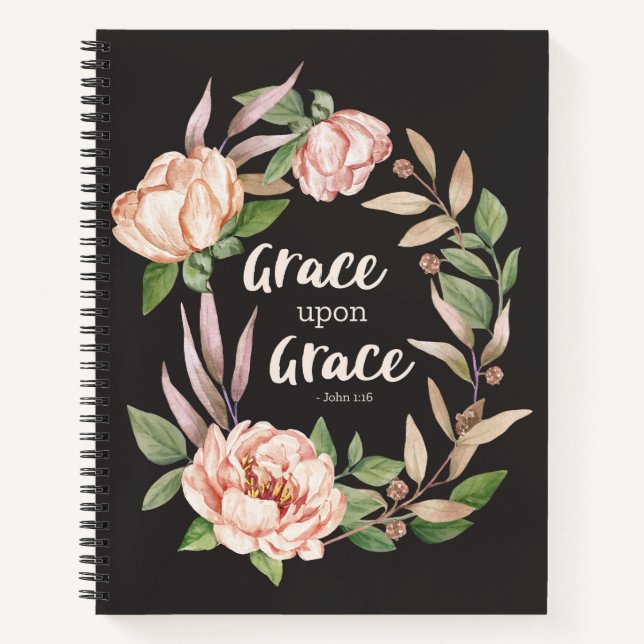 Cuaderno Grace Upon Grace - John 1:16 Floral (Anverso)