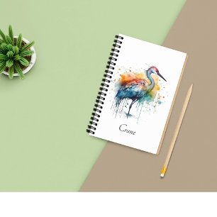 Cuaderno Graceful Crane: Arte acuarela, personalizado
