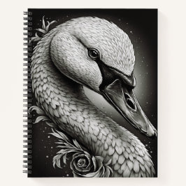 Cuaderno Graceful Swan - Black & White Art Spiral Notebook