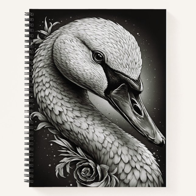 Cuaderno Graceful Swan - Black & White Art Spiral Notebook (Anverso)