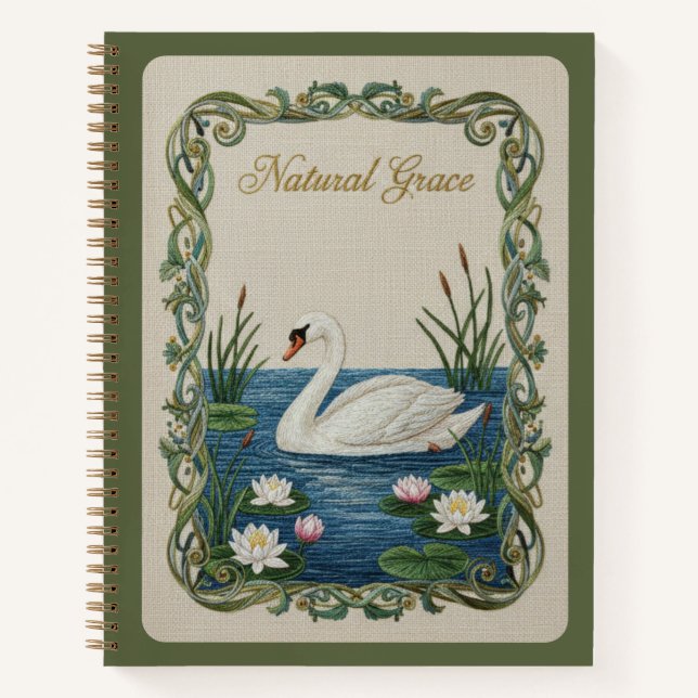 Cuaderno Gracia Natural Cisne Embroiderado Nenúfar (Anverso)