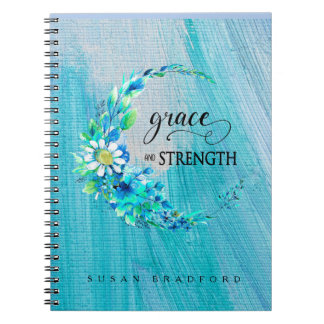 Cuaderno Gracia y fuerza de la floral azul Inspiradora