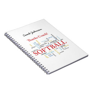 Cuaderno Gracias Al Entrenador De Softball Palabras De Grup