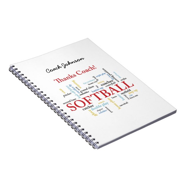 Cuaderno Gracias Al Entrenador De Softball Palabras De Grup (Lado Derecho)