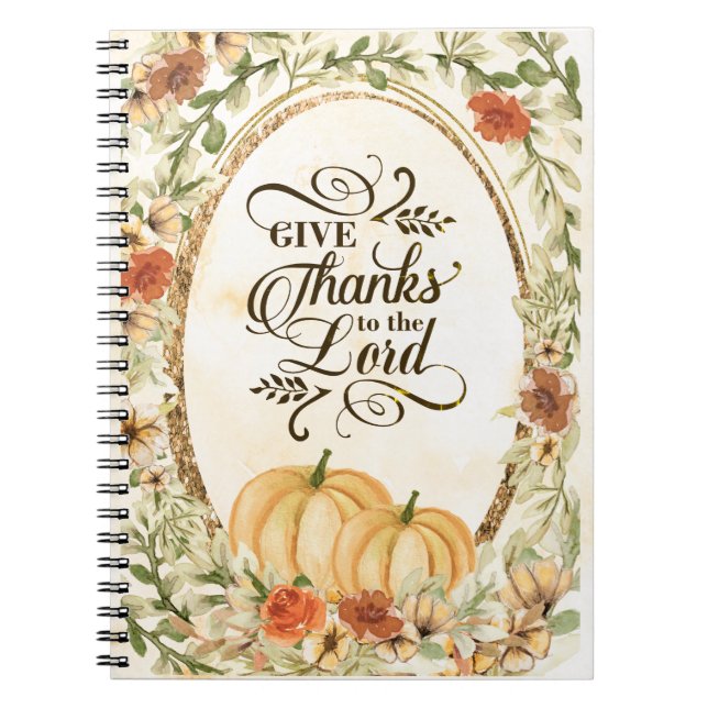Cuaderno Gracias al Señor Flores y Calabazas de Otoño (Frente)