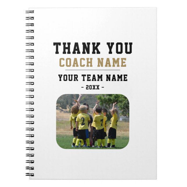 Cuaderno Gracias Coach Team Name Photo (Frente)