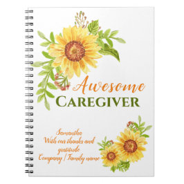 Cuaderno Gracias Cuidador Flores Amarillas Apreciación Gira