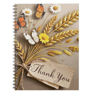 Cuaderno Gracias flores silvestres dibujadas a mano, tallos