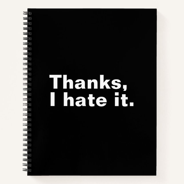 Cuaderno Gracias, lo odio. (Anverso)