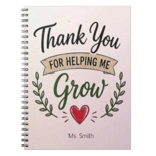 Cuaderno Gracias por Ayudarme a Crecer Personalizado