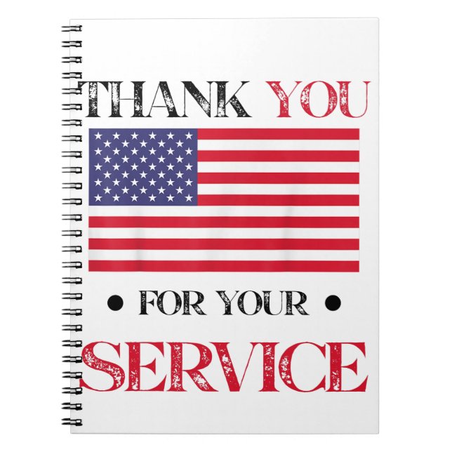 Cuaderno Gracias Por Su Bandera Estadounidense De Servicio (Frente)