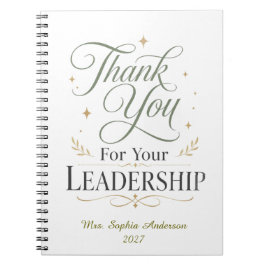 Cuaderno Gracias Por Su Liderazgo Nombre Personalizado