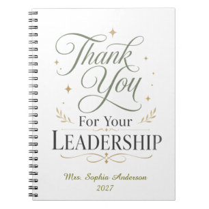Cuaderno Gracias Por Su Liderazgo Nombre Personalizado