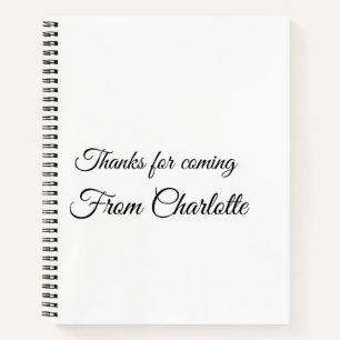 Cuaderno gracias por venir agregar nombre mensaje de texto