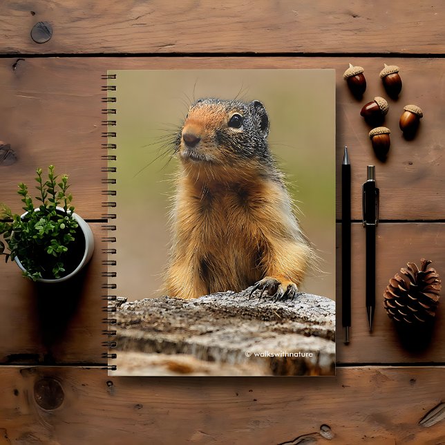 Cuaderno Graciosa Ardilla Subterránea Colombina De Saucy (Funny Columbian Ground Squirrel Pulls up to the Log Journal Cover Photo)
