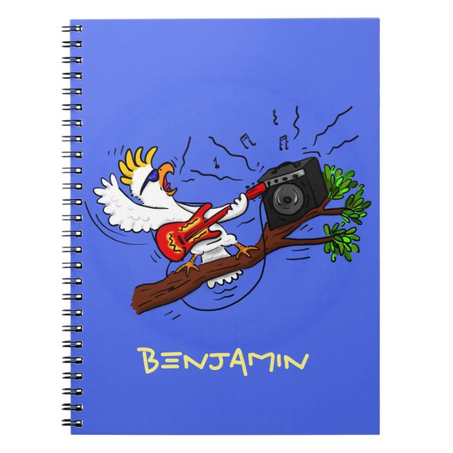 Cuaderno Graciosa cacatúa tocando el personalizado de guita (Frente)