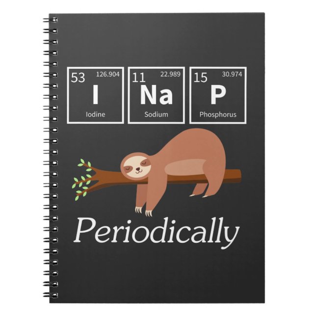 Cuaderno Graciosa ciencia Pun Química Sloth Nap Lover (Frente)