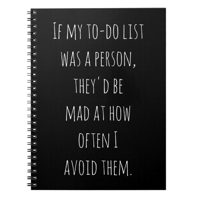 Cuaderno Graciosa cita de humor para Chiste de postergadore (Frente)