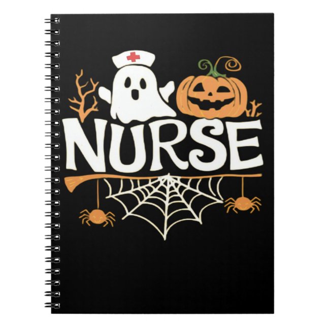Cuaderno Graciosa enfermera Halloween Diseño Fantasma Esenc (Frente)