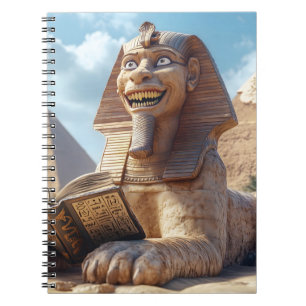 Cuaderno Graciosa estatua de Esfinge leyendo libro antiguo 