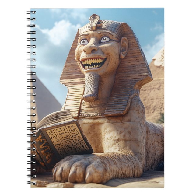Cuaderno Graciosa estatua de Esfinge leyendo libro antiguo  (Frente)
