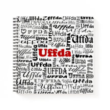 Graciosa expresión noruega Uffda Texto negro y roj