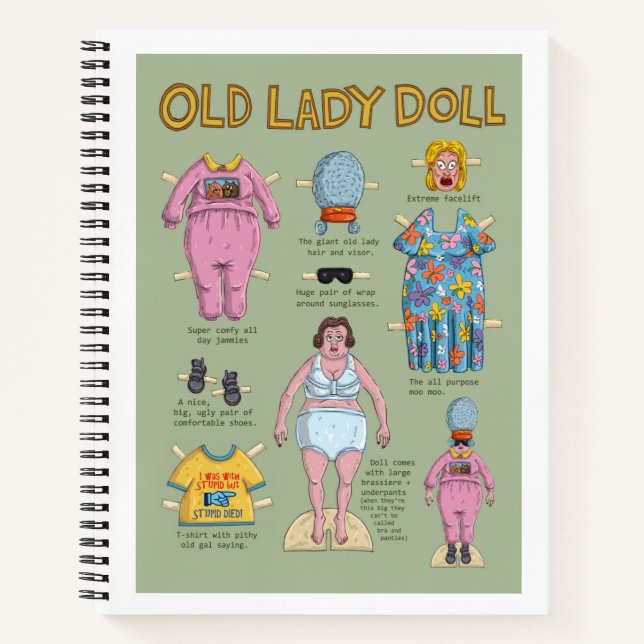 Cuaderno Graciosa muñeca de papel Old Lady (Anverso)