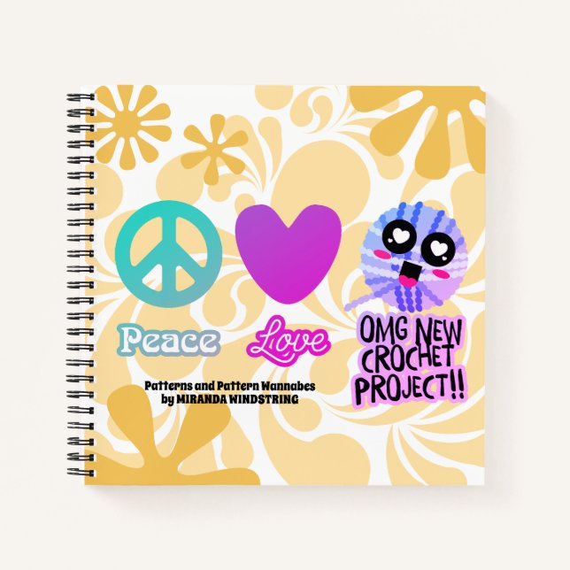 Cuaderno Graciosa paz hippie amor crochet patrón portátil (Anverso)