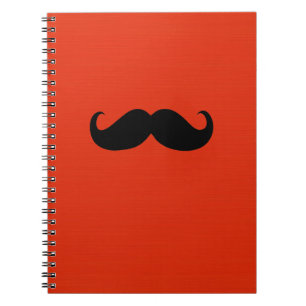 Cuaderno Gracioso bigote negro sobre fondo rojo Naranja