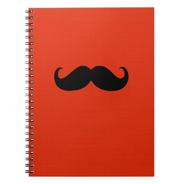 Cuaderno Gracioso bigote negro sobre fondo rojo Naranja (Frente)