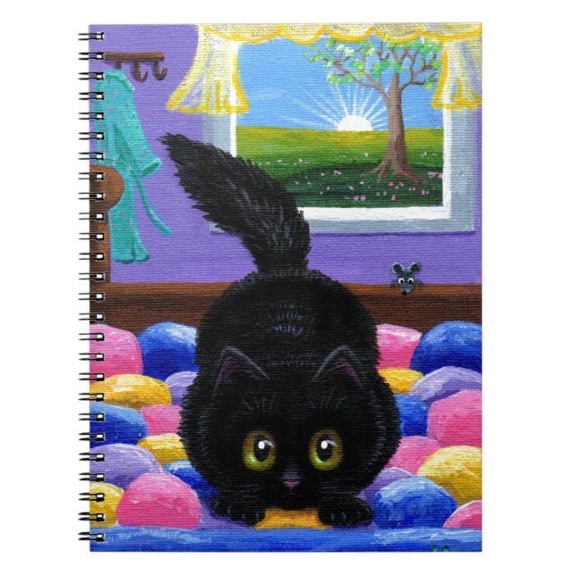 Cuaderno Gracioso Black Cat Mouse Bed Creationarts (Frente)