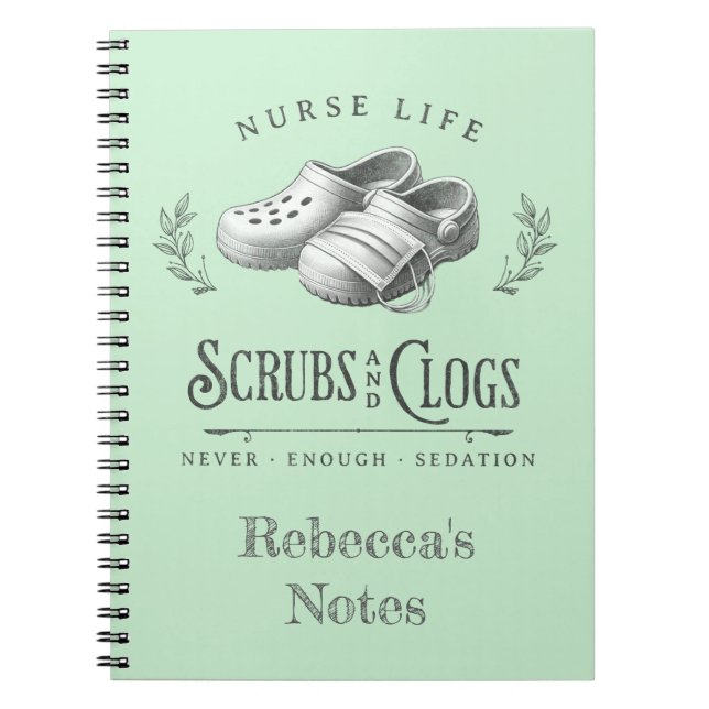 Cuaderno Gracioso dibujo de Scrubs & Clogs enfermera person (Frente)