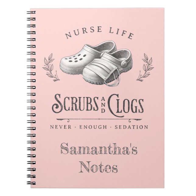 Cuaderno Gracioso dibujo de Scrubs & Clogs enfermera person (Frente)