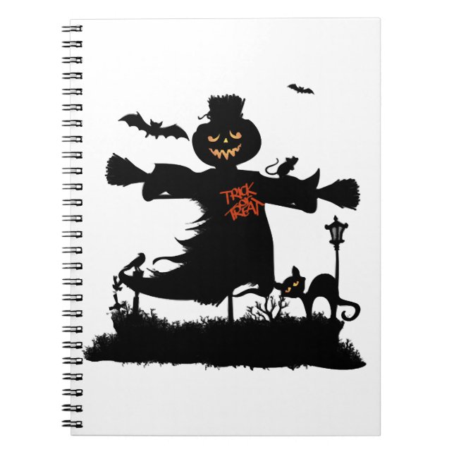 Cuaderno Gracioso diseño de Halloween con espantapájaros (Frente)