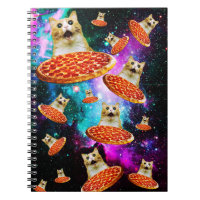 Gracioso gatito de pizza espacial