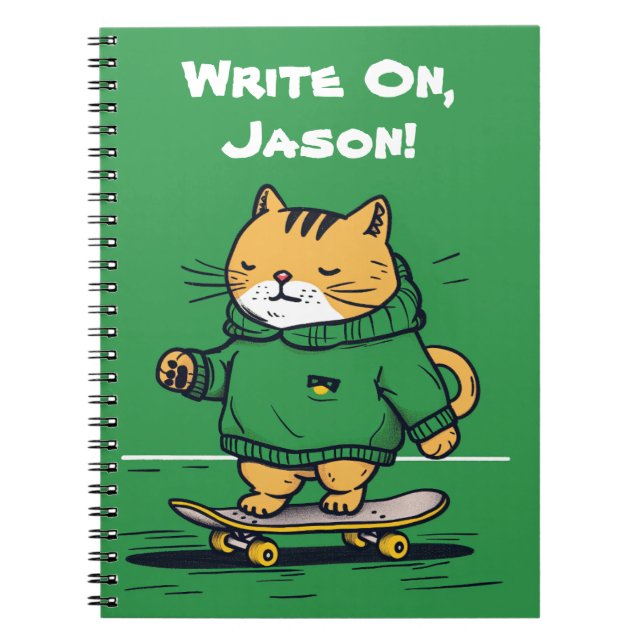 Cuaderno Gracioso Gato De Patinaje En Skateboard (Frente)