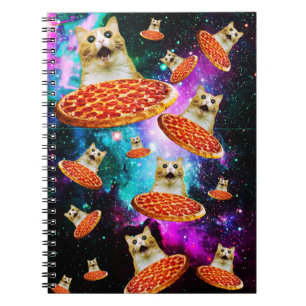 Cuaderno Gracioso gato de pizza espacial