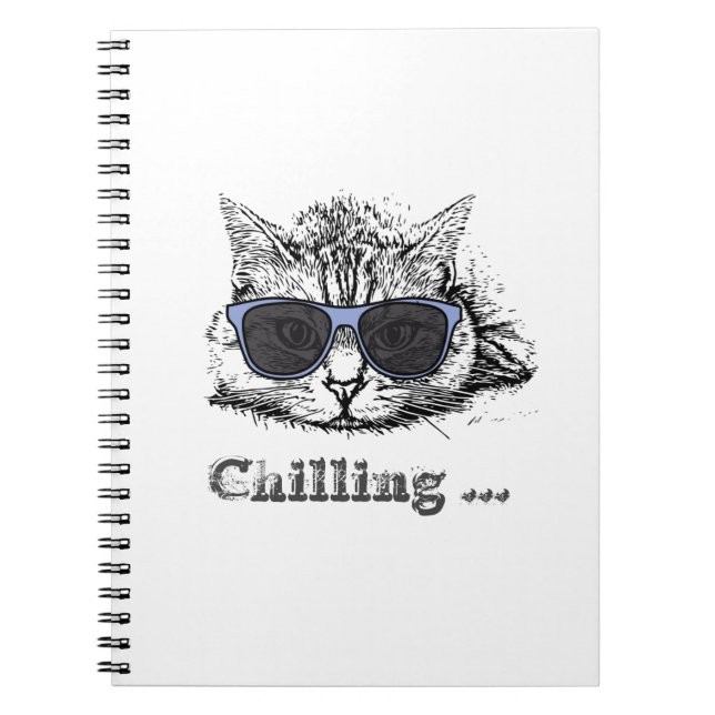 Cuaderno Gracioso Gato Escalofriante Con Gafas De Sol Cuest (Frente)