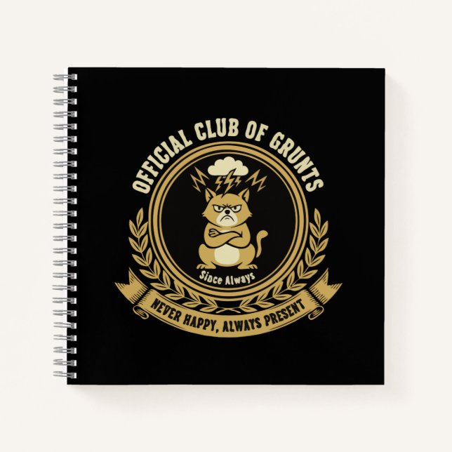 Cuaderno Gracioso gato gruñón | Club Oficial de Grunts Sarc (Anverso)