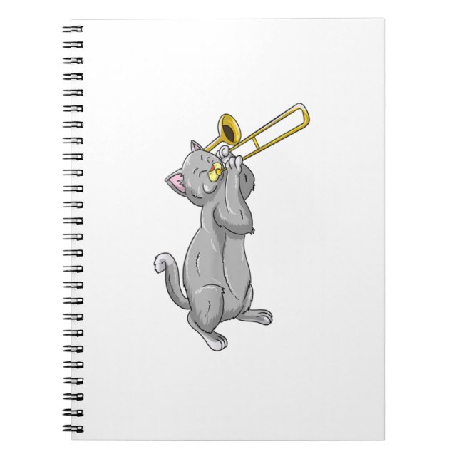 Cuaderno Gracioso gato jugando trombón regalo Guay Kitten M (Frente)