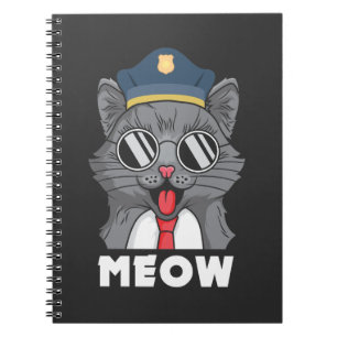 Cuaderno Gracioso Gato Lover Meau Oficial De Policía Sheri