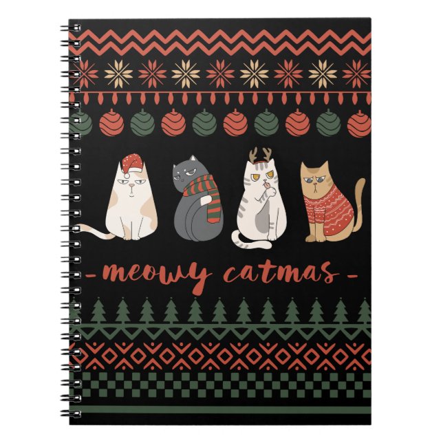 Cuaderno Gracioso gato Navidad Pun - Navidades de gatos (Frente)