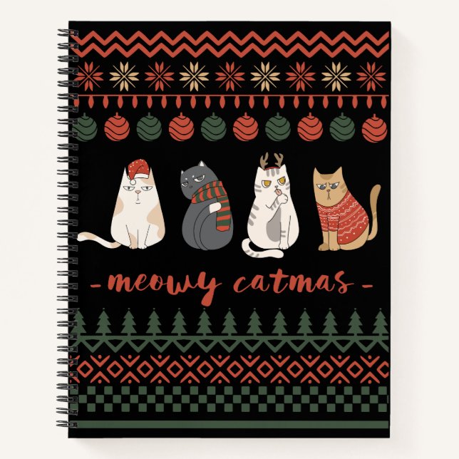 Cuaderno Gracioso gato Navidad Pun - Navidades de gatos (Anverso)