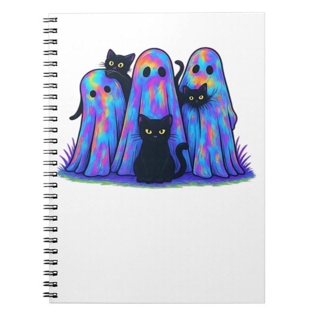 Cuaderno Gracioso gato negro y fantasma Halloween esencial  (Frente)