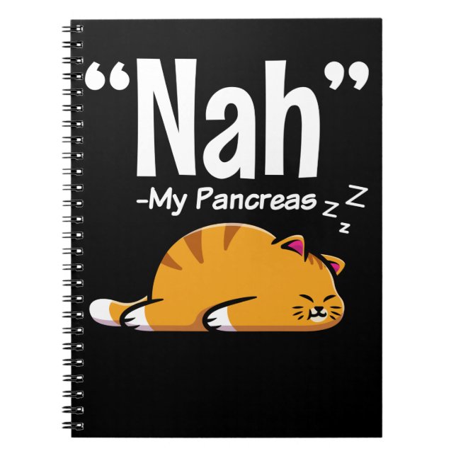 Cuaderno Gracioso Gato Perezoso Diabetes Pancreáticos T1D (Frente)