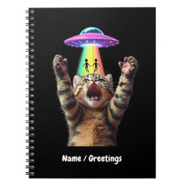 Cuaderno Gracioso gato Selfie Alien OVNI Personalizable div